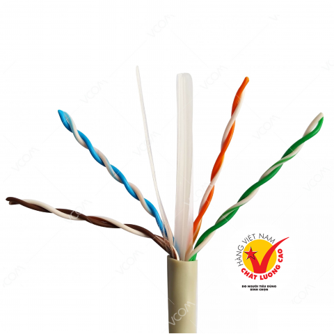 Cáp LAN CAT6 UTP 23AWG 4PRS – PVC 305m – VCOM | Le Hoàng Corp